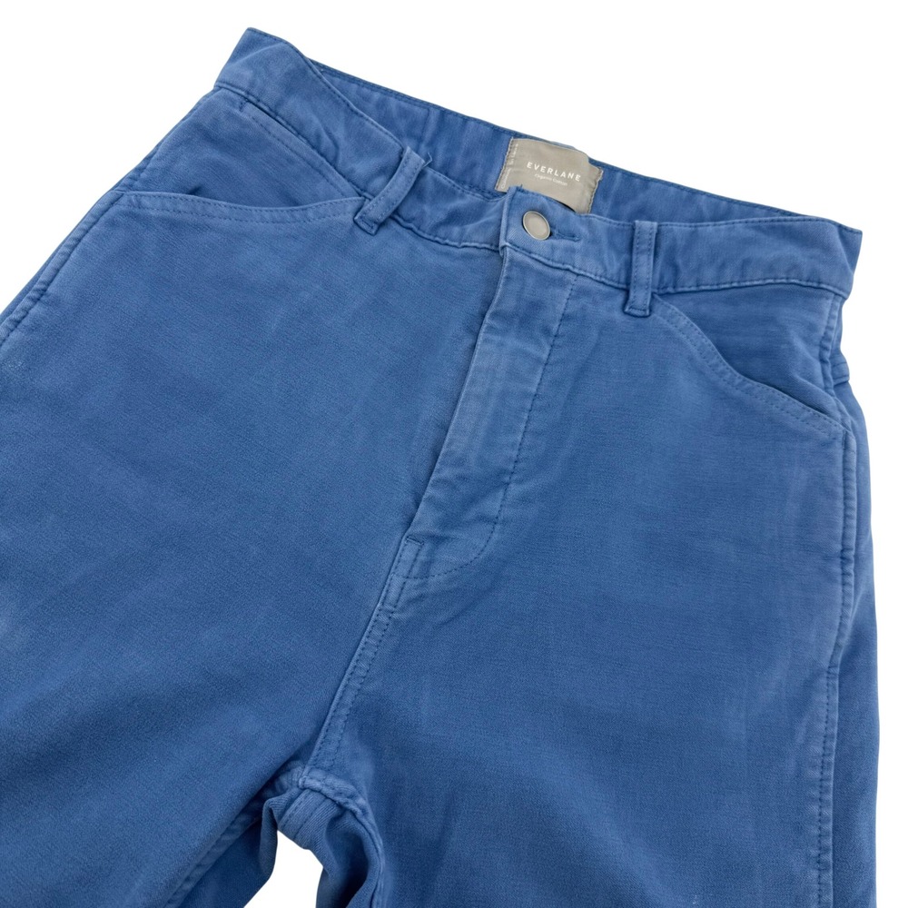 Everlane Utility Pants Women 2 Blue Organic Cotton High Rise Straight Trousers